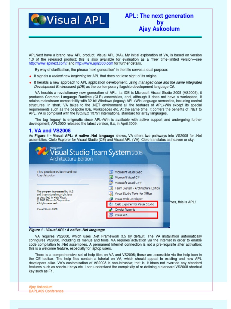 Why Visual APL? APL - The Next Generation | PDF | Microsoft Visual ...
