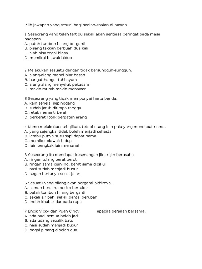 Peribahasa Objektif Pdf