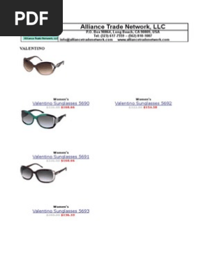 Valentino Sunglasses Pricecard 2013