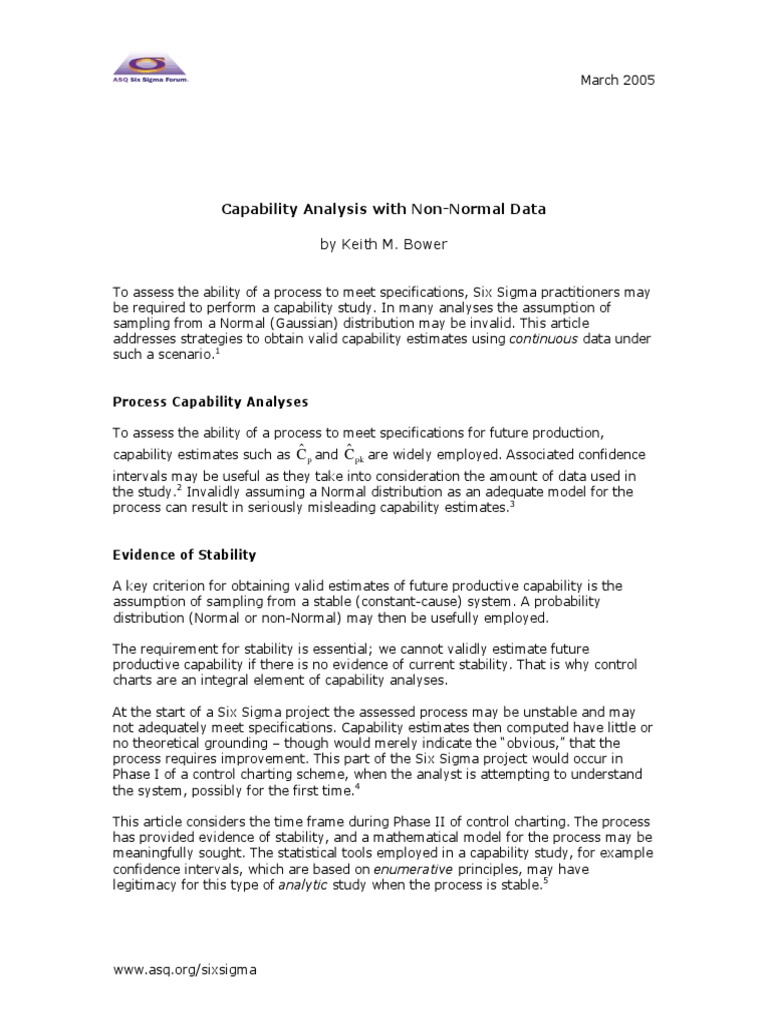 Capability Analysis With Non-Normal Data - Bower | PDF