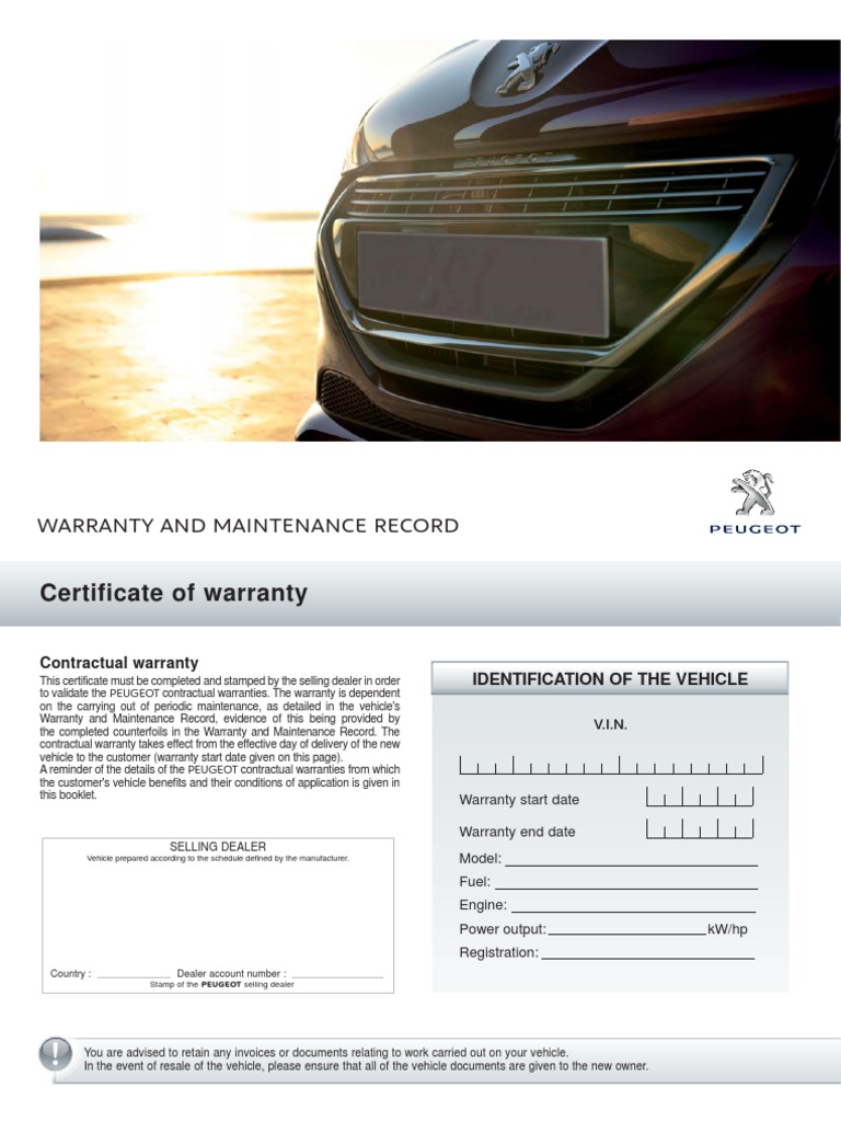 Warranty and Maintenance Record Peugeot Servicing Www Briocast Com