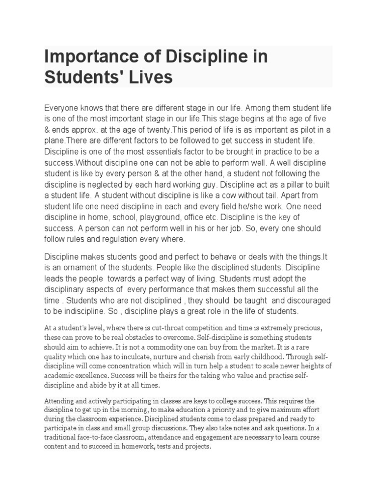 student essay in discipline