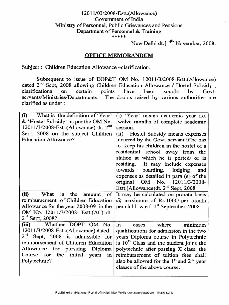 Children Education Allowance Guidelines | PDF | Social Institutions ...