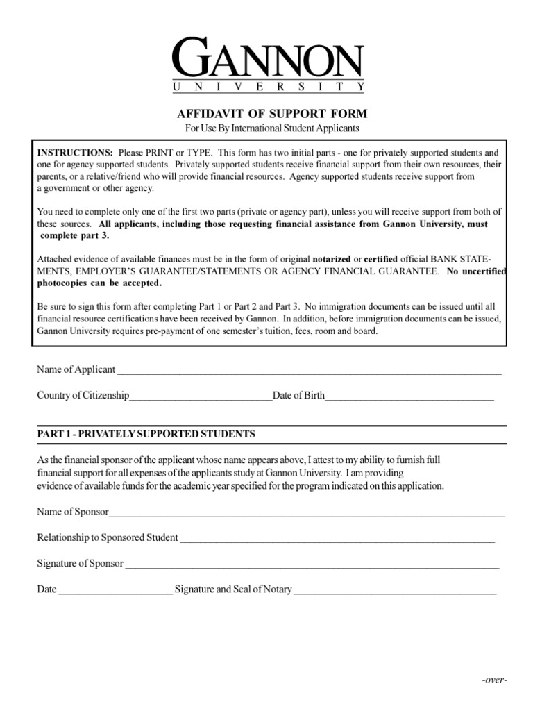 Affidavit Support Form Pdf