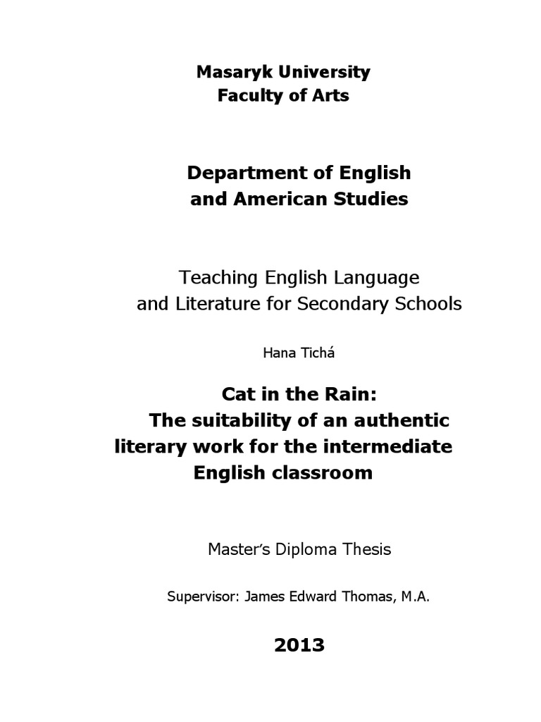 Cat in The Rain Full Text PDF Second Language Reading (Process)