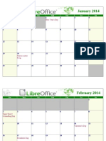 LibreOffice 2014 Calendar With USA Holidays Landscape White