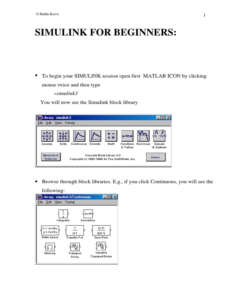 Simulink For Beginners To Begin Your SIMULINK Session Open First
