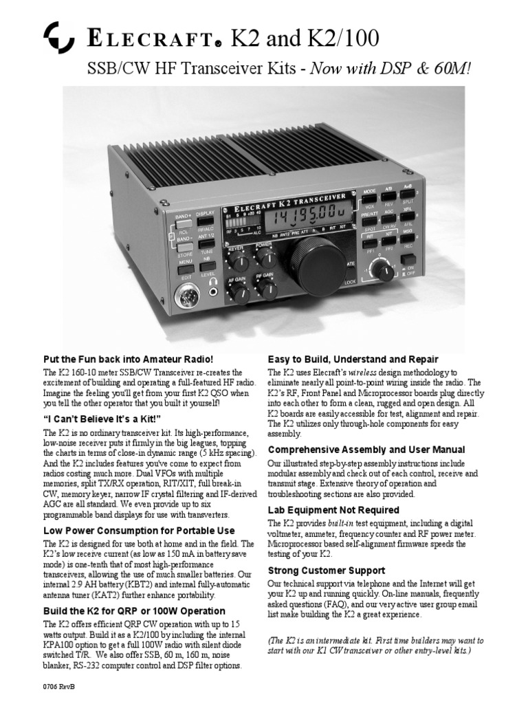 K2 Data Sheet NP 0706RevB | PDF | Broadcasting | Radio Technology