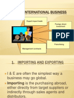Types of International Business: Export-Import Trade Foreign Direct Investment