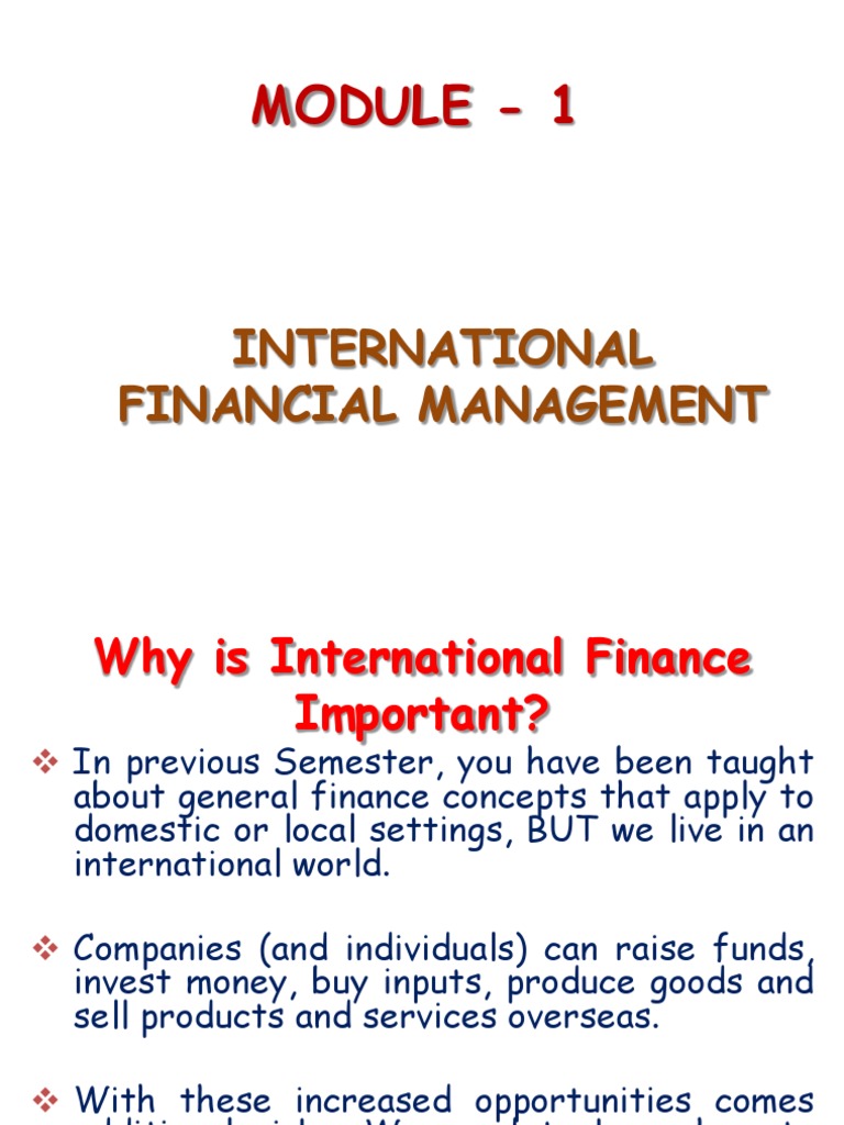 Module - 1: International Financial Management | PDF | Finance & Money ...