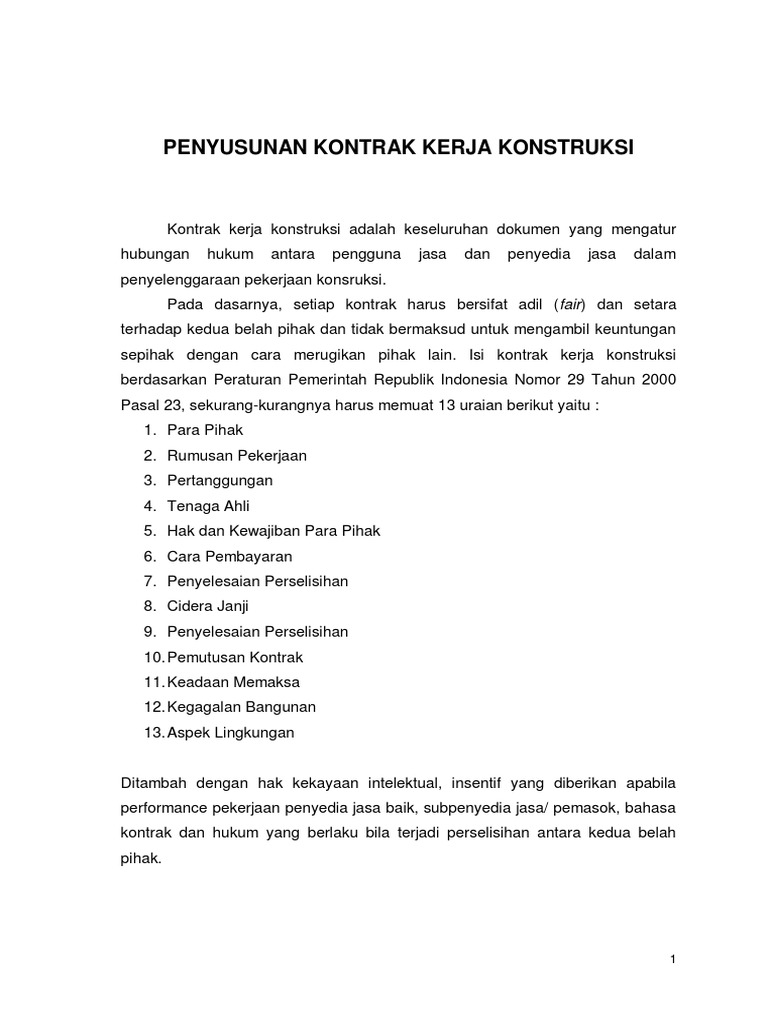 Menyusun Kontrak Proyek Yang Menguntungkan Kontraktor