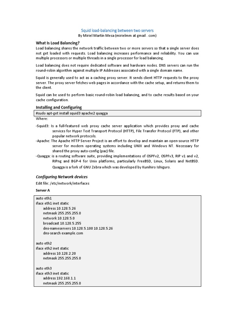 Squid Load Balancing Setup Guide | PDF | Load Balancing (Computing ...