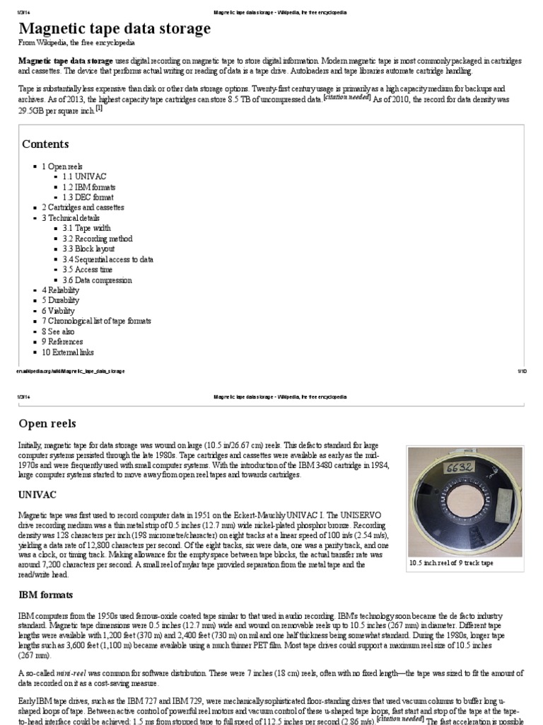 Tape Data Storage Wikipedia, The Free Encyclopedia PDF Computer Data Storage