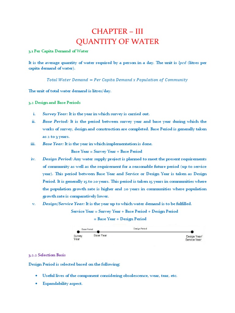 Quantity of Water (Water Supply Engineering) PDF Water Supply Demand