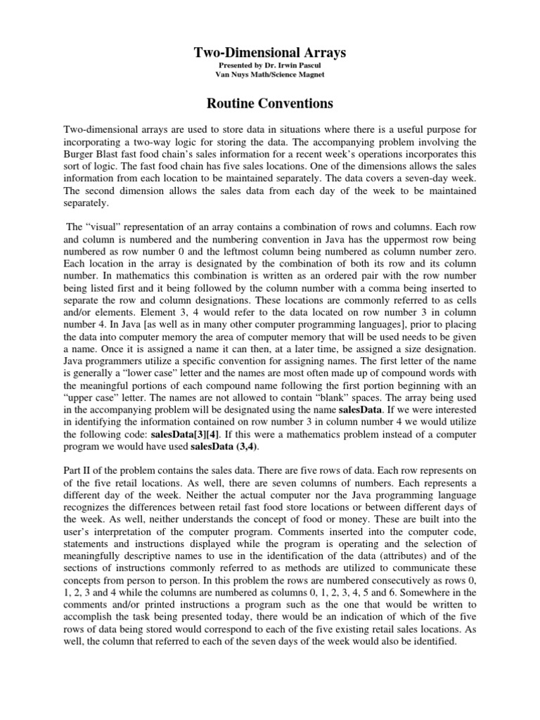 Hamburger 2dim Arrays | Download Free PDF | Array Data Structure ...
