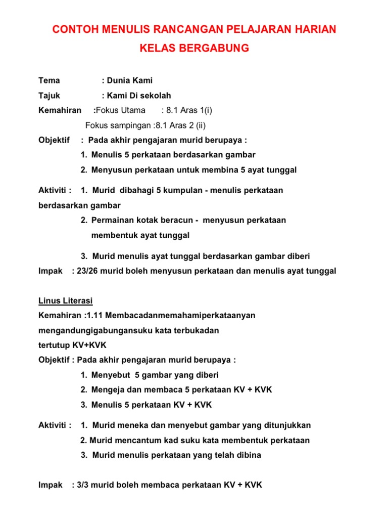 Rph Linus Kelas Bergabung Literasi Pdf