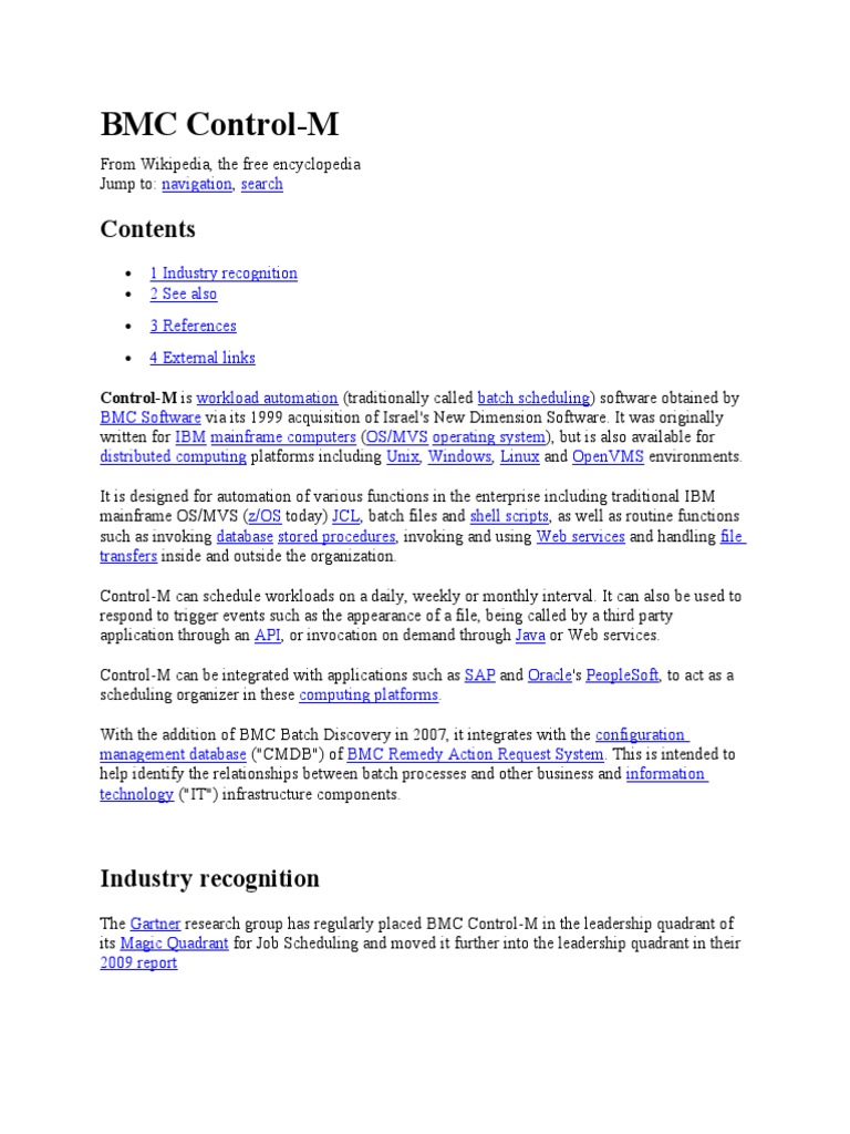 Overview of BMC Control-M Software | PDF | Business | Technology ...