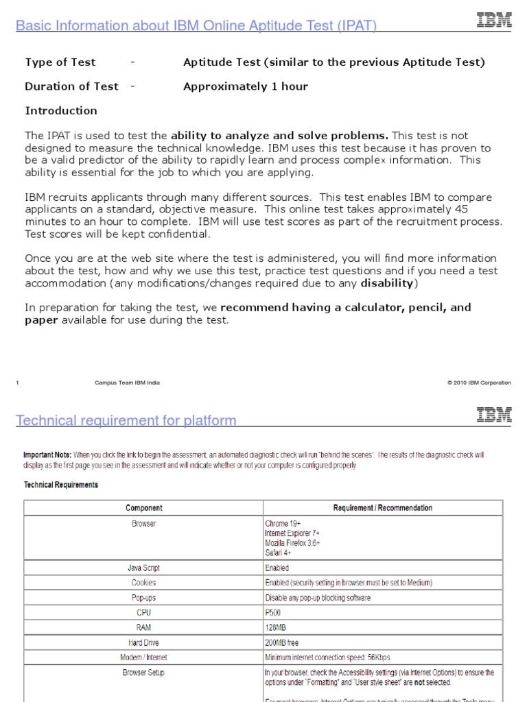 4627 - IBM Online Aptitude Test (IPAT) | PDF | Test (Assessment 
