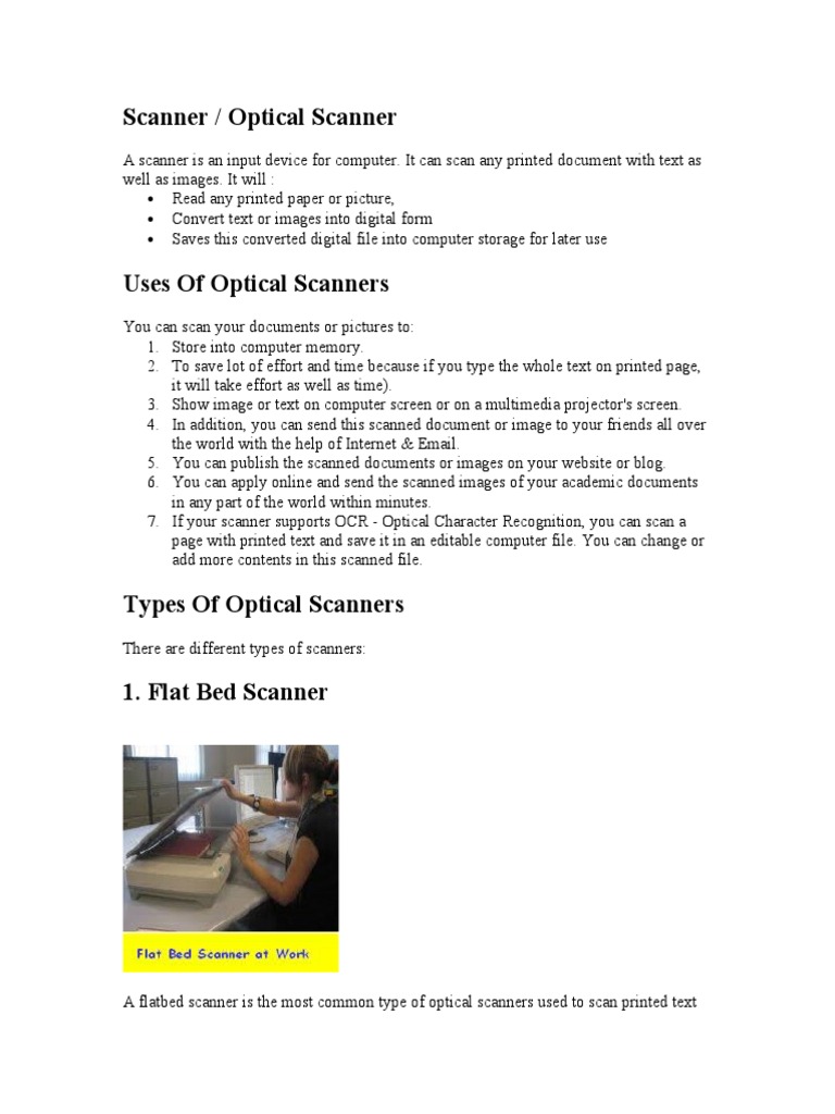 Scanner Types | PDF | Image Scanner | Imaging
