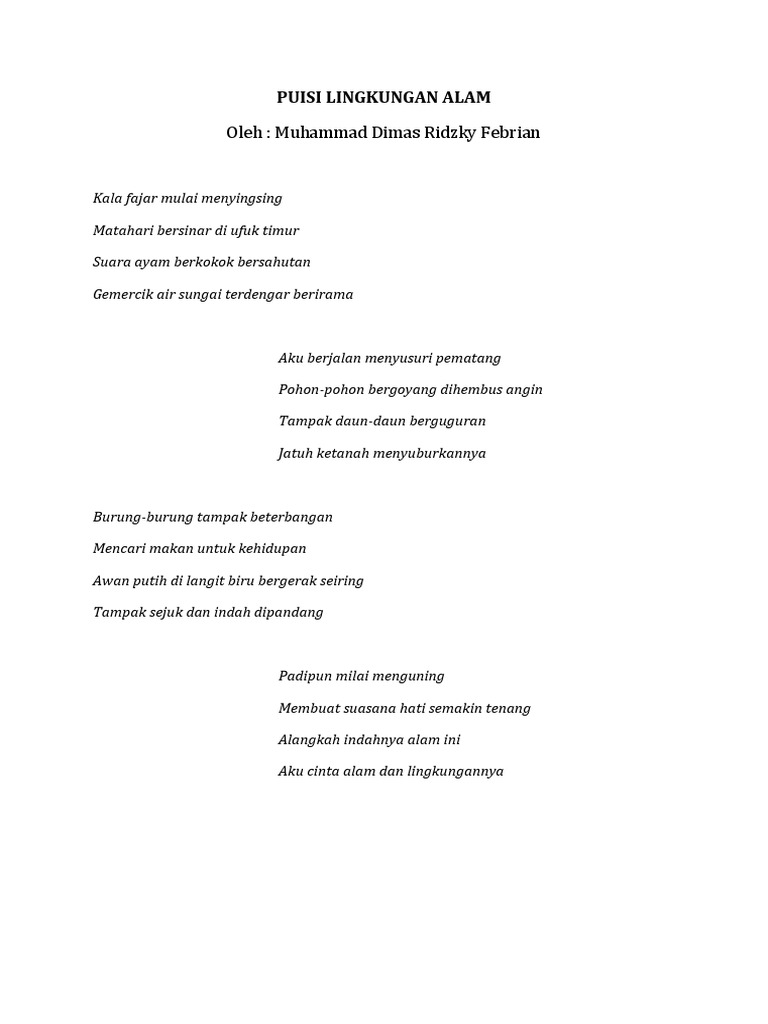 Free Gambar Puisi Lingkungan Alam Terbaru by www.cikimm.com
