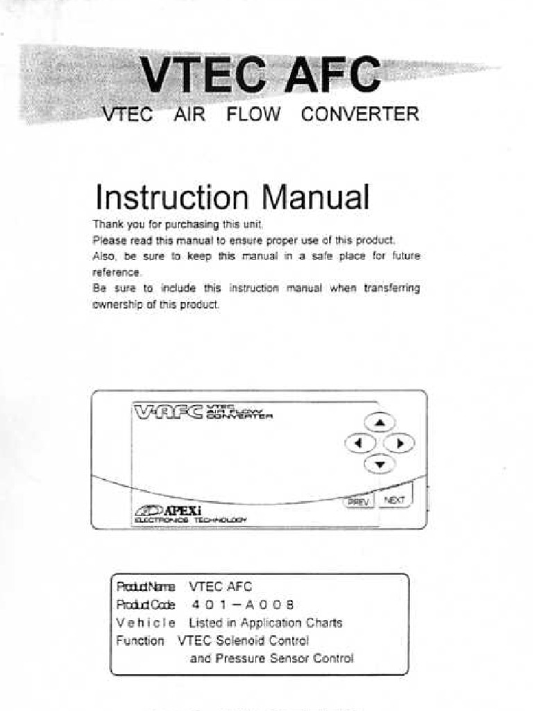 APEXI VAFC MANUAL PDF