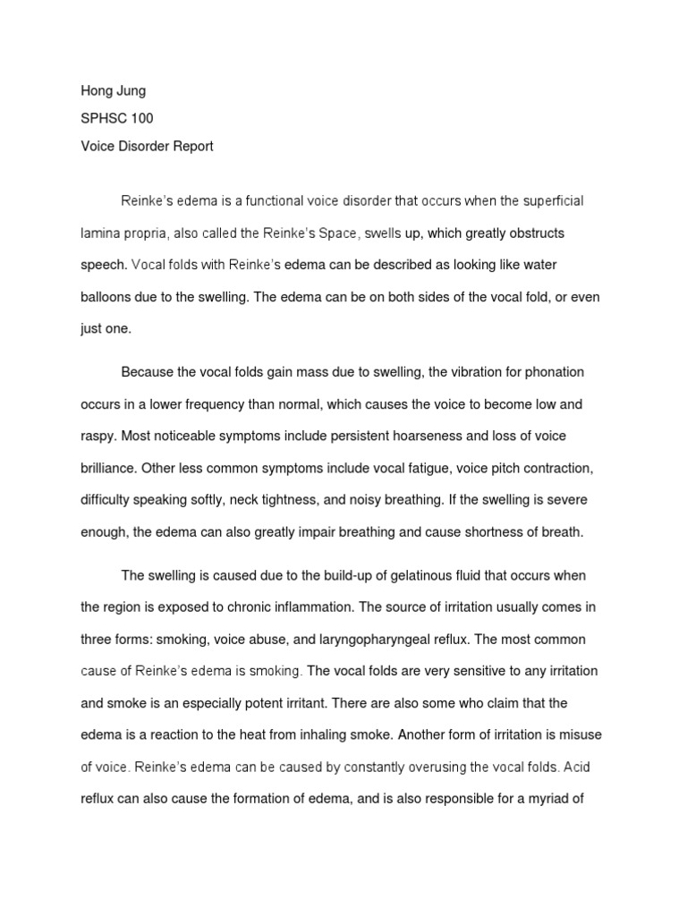 Reinke's Edema PDF Clinical Medicine Otorhinolaryngology