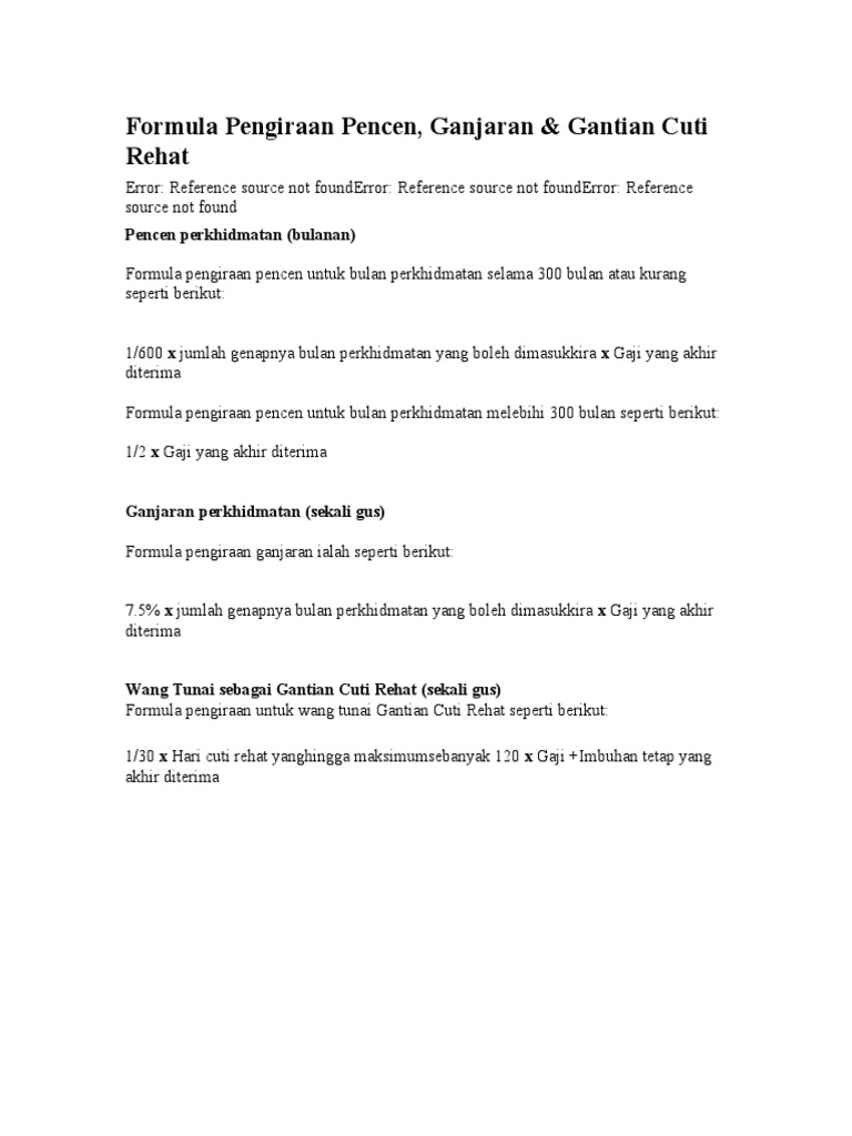 Formula Kira Pencen Ganjaran Dan Gcr Pdf