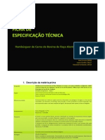 Ficha de Especificação Técnica - Hambúrguer de Carne de Bovino de Raça Alentejana