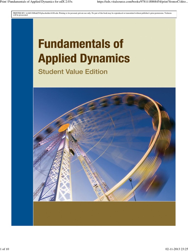 Print - Fundamentals of Applied Dynamics For Edx 2 PDF | PDF ...