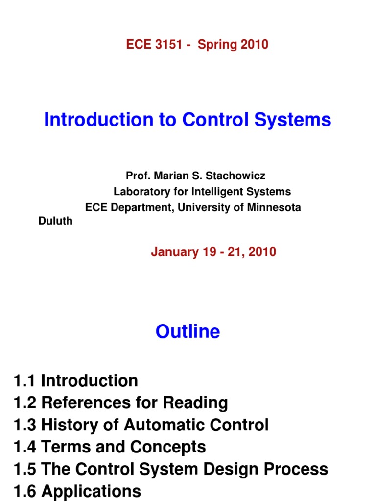 Introduction To Control Systems | PDF