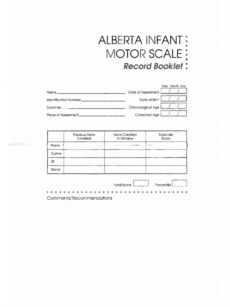 Alberta Infant Motor Scale Records Anatomical Terms Of Motion Limbs