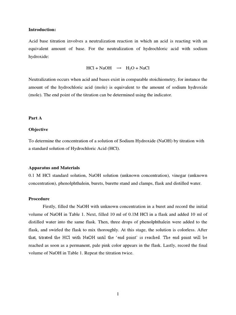 Biochemistry Report Titration Chemistry