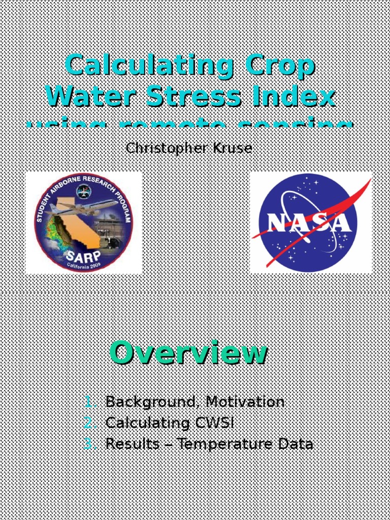 Calculating Crop Water Stress Index Using Remote Sensing | PDF ...
