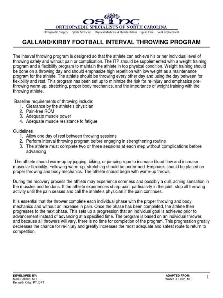 Football Interval Throwing Program Download Free PDF Weight