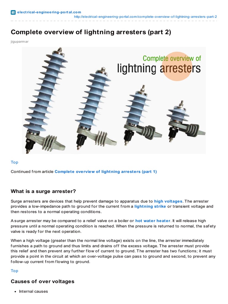 Overview of Lightning and Surge Arresters | PDF | Lightning | High Voltage