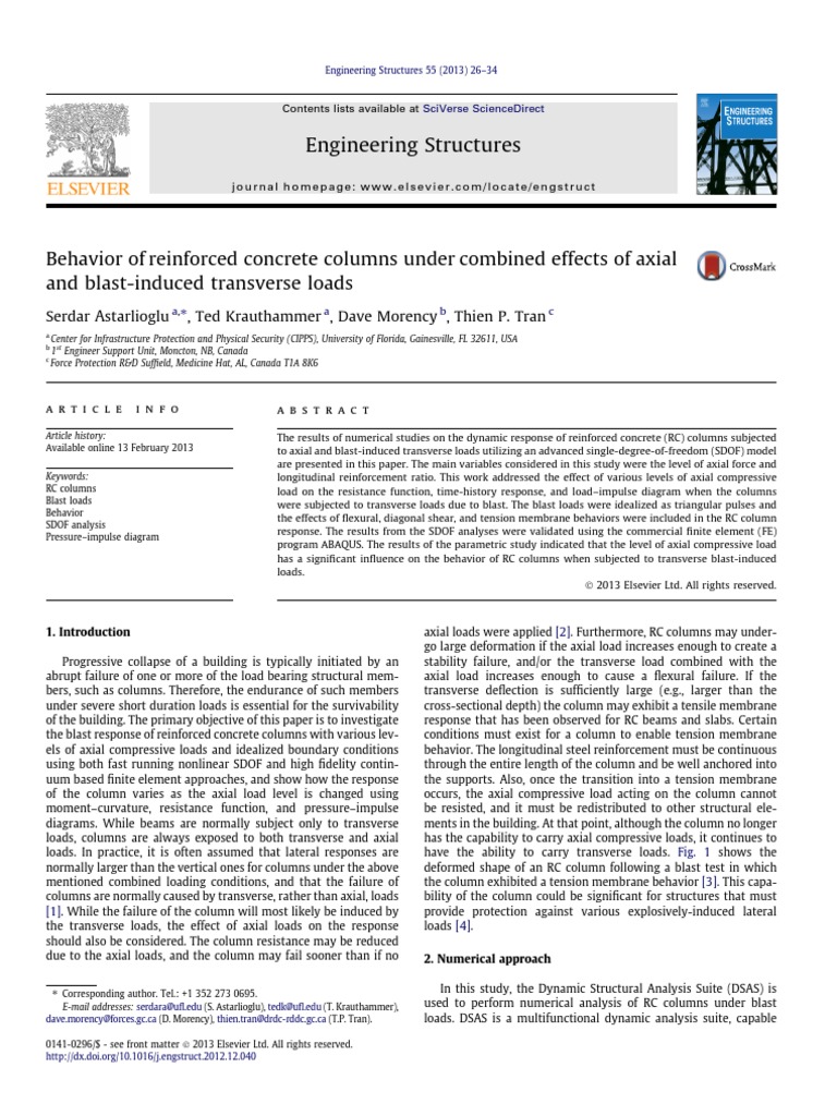 Behavior of Reinforced Concrete Columns Under Combined Effects of Axial ...
