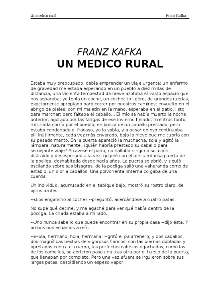 Kafka, Franz - Un Medico Rural | PDF | Caballos | Naturaleza