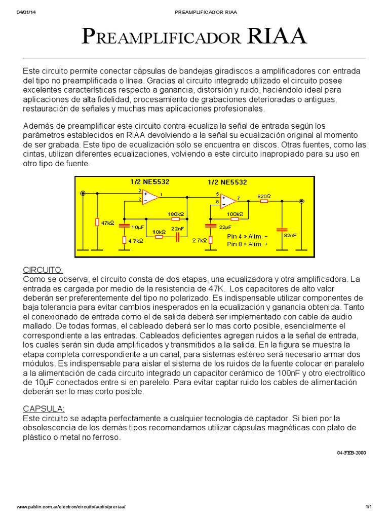 Preamplificador RIAA para Vinilos | PDF