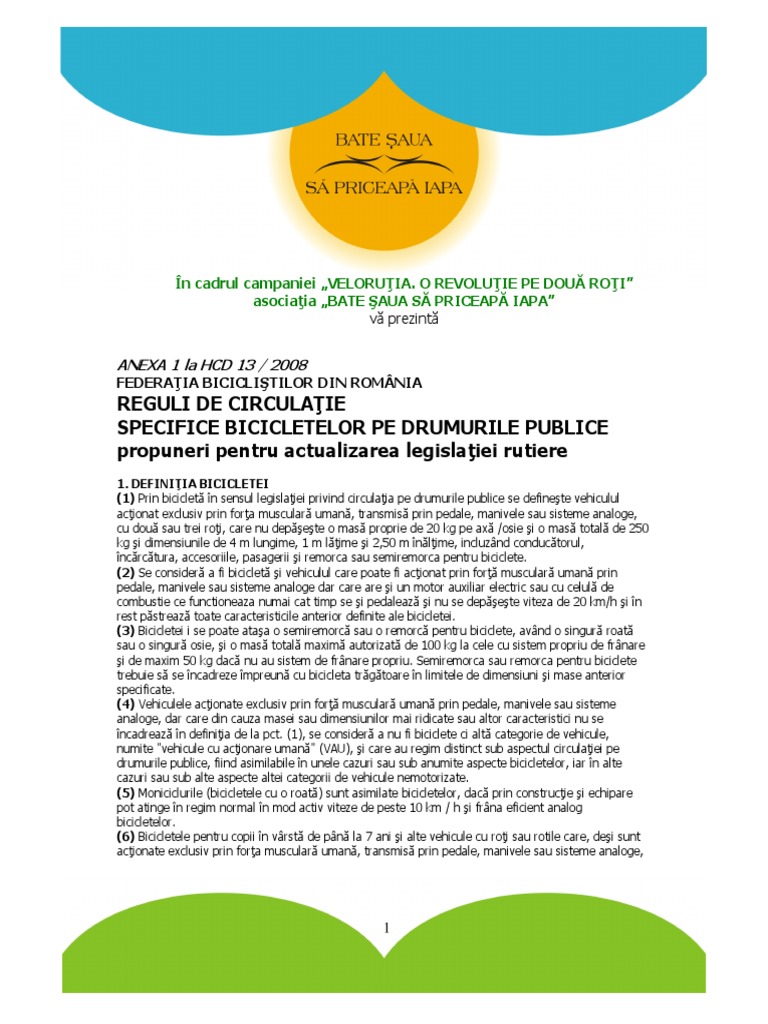 Reguli De Circulatie Biciclisti Propuneri Fbr Modificare Cod Rutier