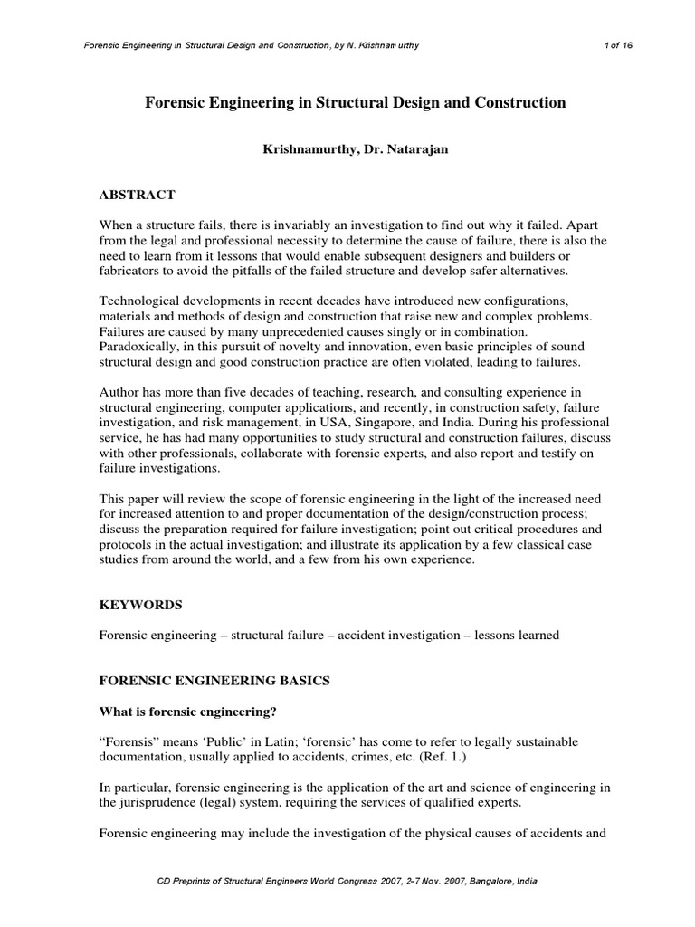 Forensic Engineering Pdf Structural Engineering Engineering