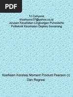 Statistik Koefisien Korelasi Moment Product Pearson & Regresi