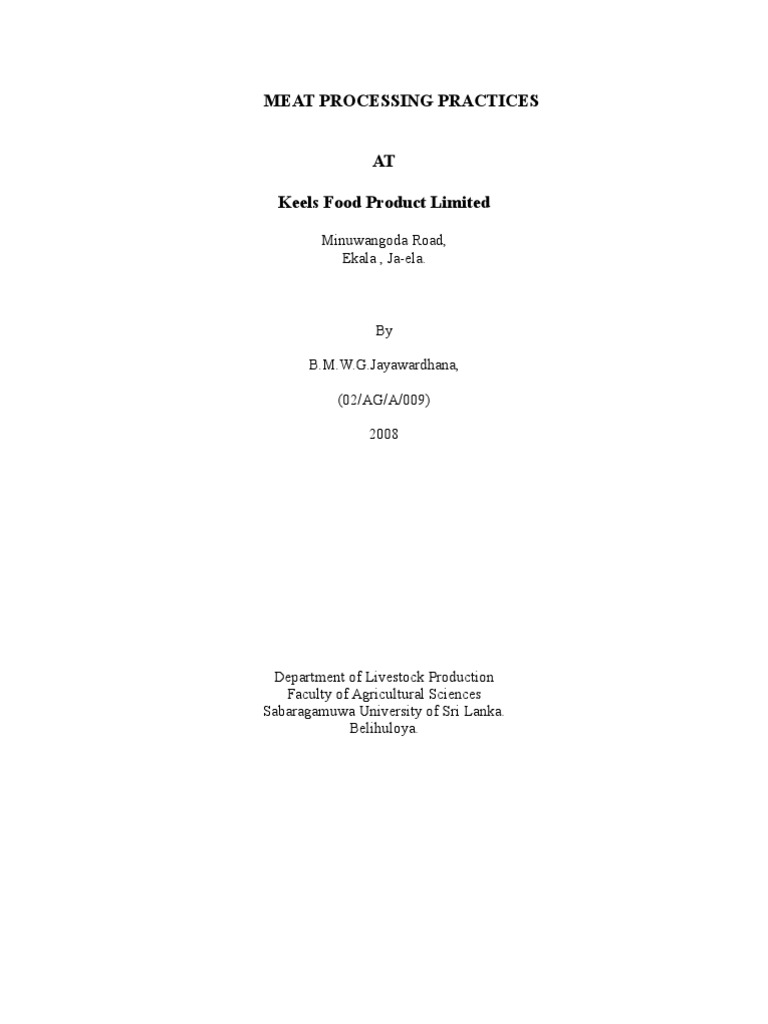 Meat Processing Practices at Keells | PDF | Curing (Food Preservation ...