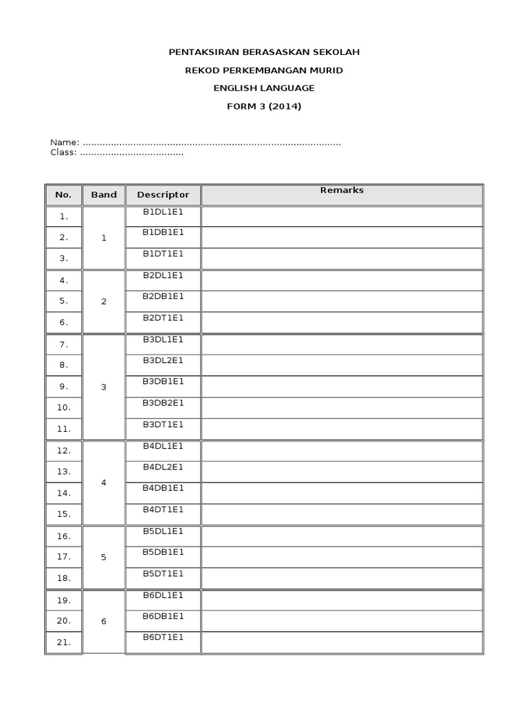 Sample Rekod Perkembangan Murid | PDF