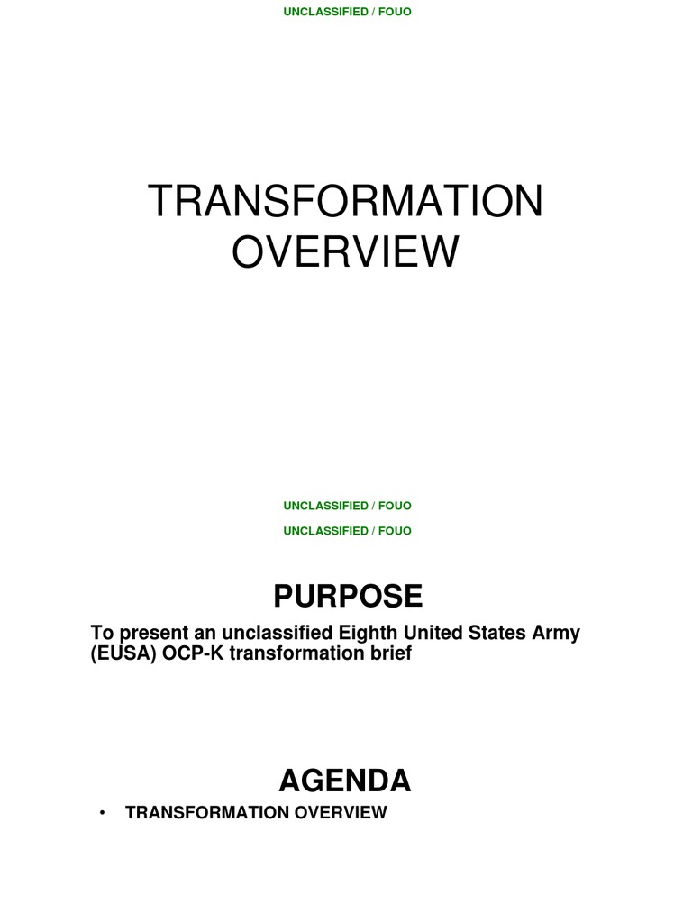 EUSA OCP-K Transformation Overview | PDF | Military Organization ...
