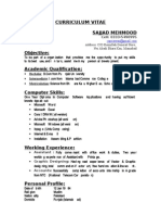 Sajjad Mehmood: Curriculum Vitae