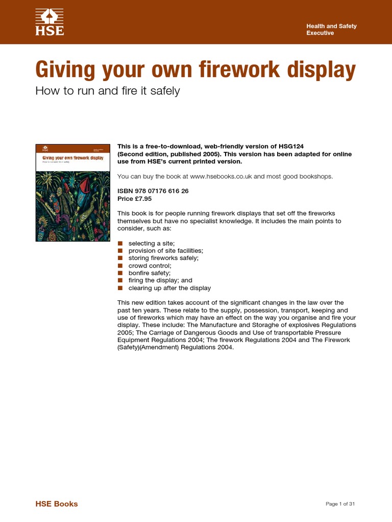 Hsg124 Firework Displays | Download Free PDF | Fireworks | Dangerous Goods