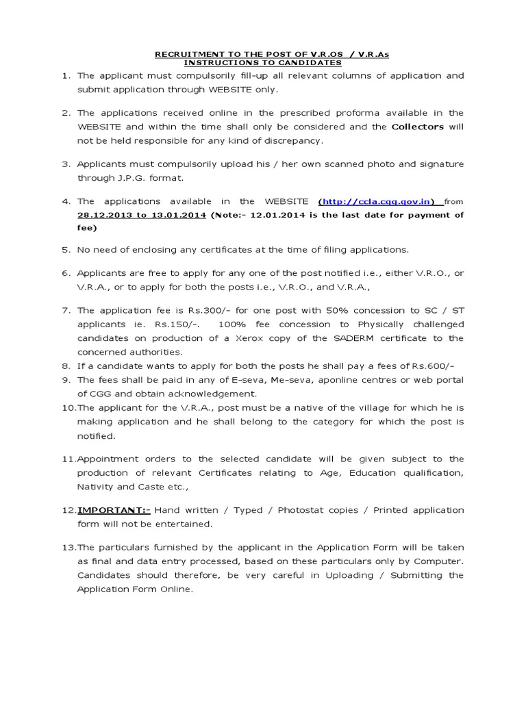 V.R.O. and V.R.A. Application Instructions | PDF | Business | Finance ...