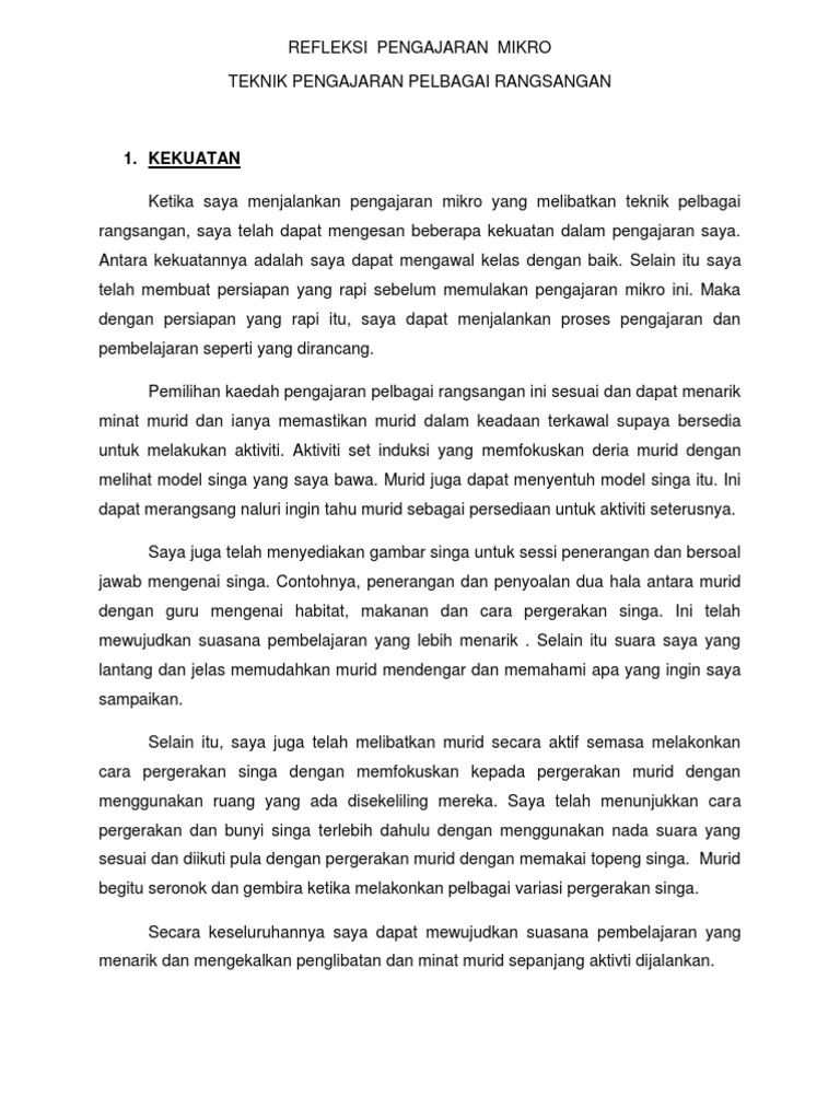 Refleksi Pengajaran Mikro Pdf