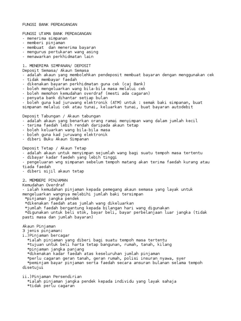 Fungsi Bank Perdagangan
