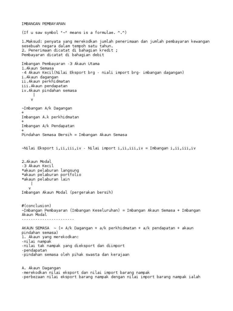 Imbangan Pembayaran Ak Semasa Pdf